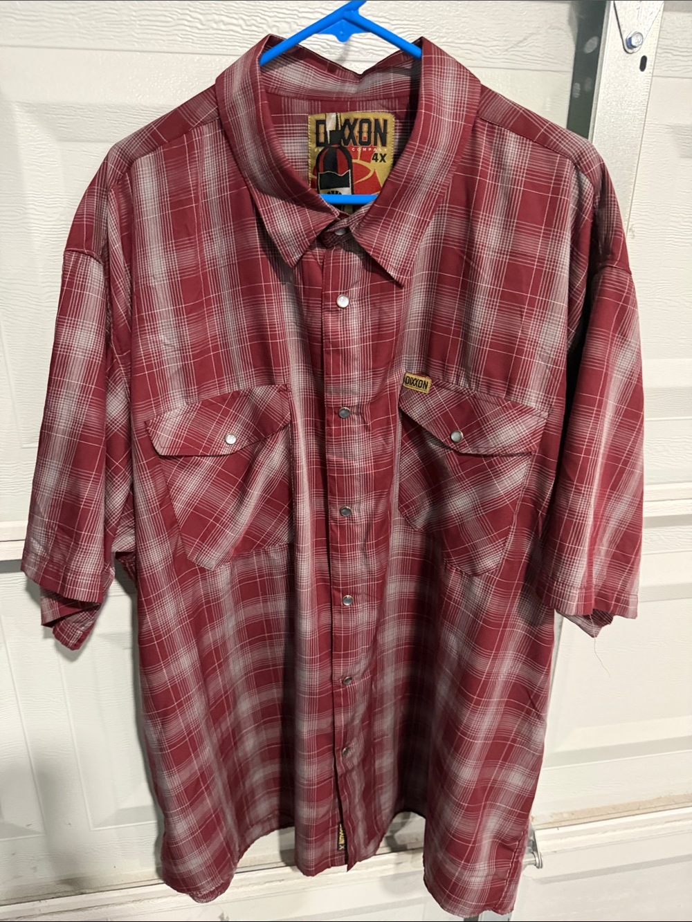 DIXXON Red and White Plaid Short-Sleeve Button-Down Shirt - Picture 5 of 6